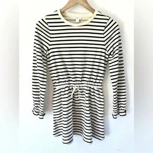 Crewcuts Cream & Black Striped Long Sleeve‎ Dress Size 12, NWT